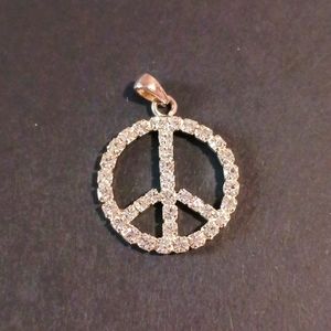 Silver Rheinstone Peace ✌️ Pendant